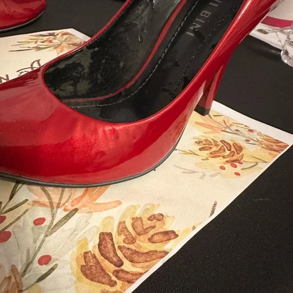 Gianni Bini Red Peep-Toe Heels - Picture 8 of 12